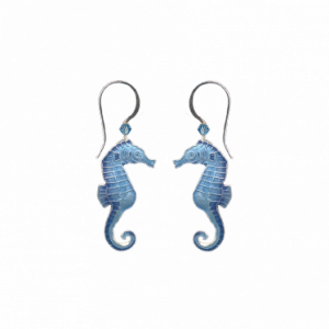 Seahorse Blue Earrings With Wire