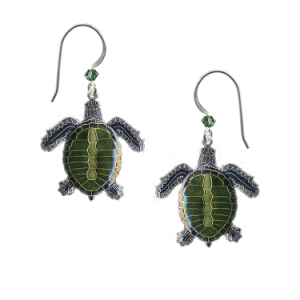 Olive Ridley Turtle Earrings With Wire