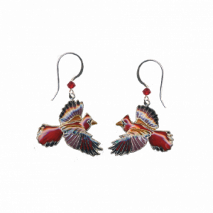 Cardinal Bird Earrings with Wire